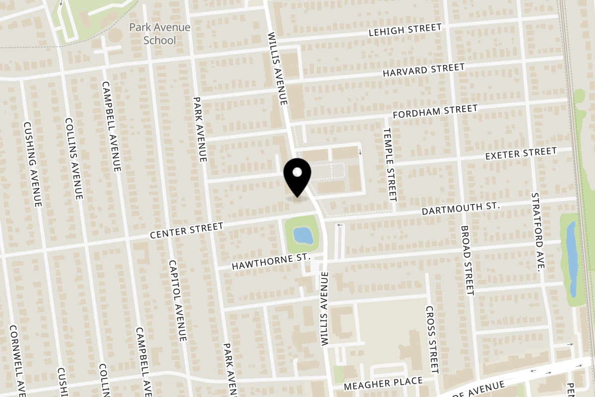 Map showing the location of Yummy Tacos on 579 Willis Ave in Williston Park